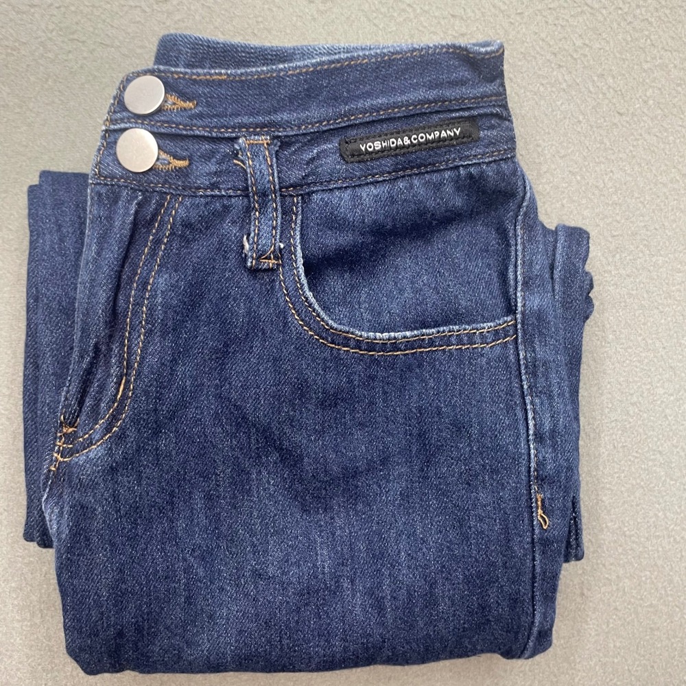 VING Women Jeans 100% Cotton 27 Dark Wash High Waist Straight Leg Minimalist